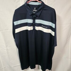 Savalino Polo Shirt Mens 3XL Navy Blue Striped Short Sleeve Performance Golf Top